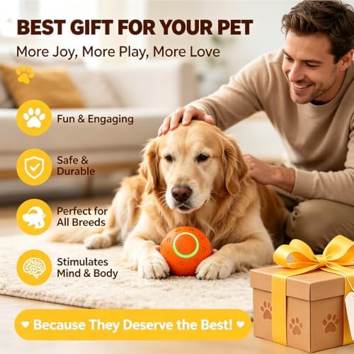Interactive Dog toys, Smart Dog ball, E-TPU Material Automatic Moving, Bouncing, Vibrating ball Durable Duraspin Design for Aggressive Chewers.Keeps Dogs Busy and Entertained.Suitable for all dogs - Image 7