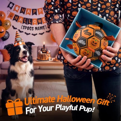 QDAN Halloween Dog Toys, Soccer Balls with Straps, 6 Inch Interactive Toys - Image 3