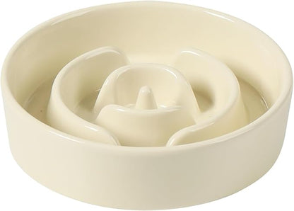 Ceramic 0.9 Cup Dog Bowl Slow Feeder for Small Dog, 6.1inch Pet Slow Feeder, Stop Bloat, Preventing Choking(1 Bowl-Beige)