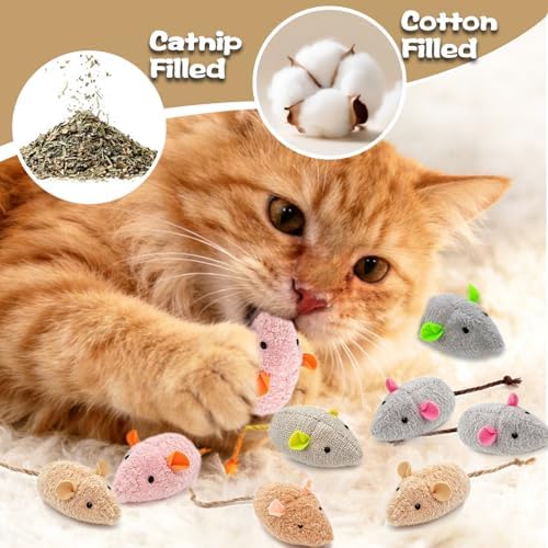 12 Pack Mouse Toys for Cats,Catnip Toy Mouse, Plush Mice Toys for Cats, Cat Nip Mice for Indoor Cat, Kitten Plushie Engaged Entertained Interactive Exercise Kicker Chew Fetch Toy (Value Bulk) - Image 3