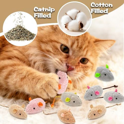 12 Pack Mouse Toys for Cats,Catnip Toy Mouse, Plush Mice Toys for Cats, Cat Nip Mice for Indoor Cat, Kitten Plushie Engaged Entertained Interactive Exercise Kicker Chew Fetch Toy (Value Bulk) - Image 3