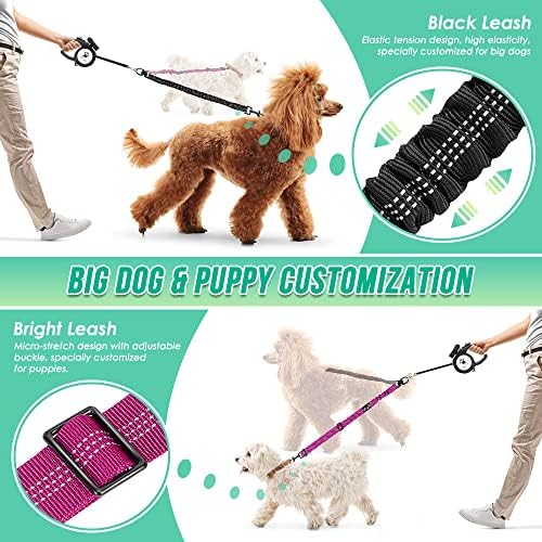 AUTOWT Two Dog Lead, 2 in 1 Upgraded Double Dog Leash Attachment Combine Adjustable Strap and Shock Absorbing Bungee No Tangle Dual Training Splitter for Different Size Dogs - Image 2