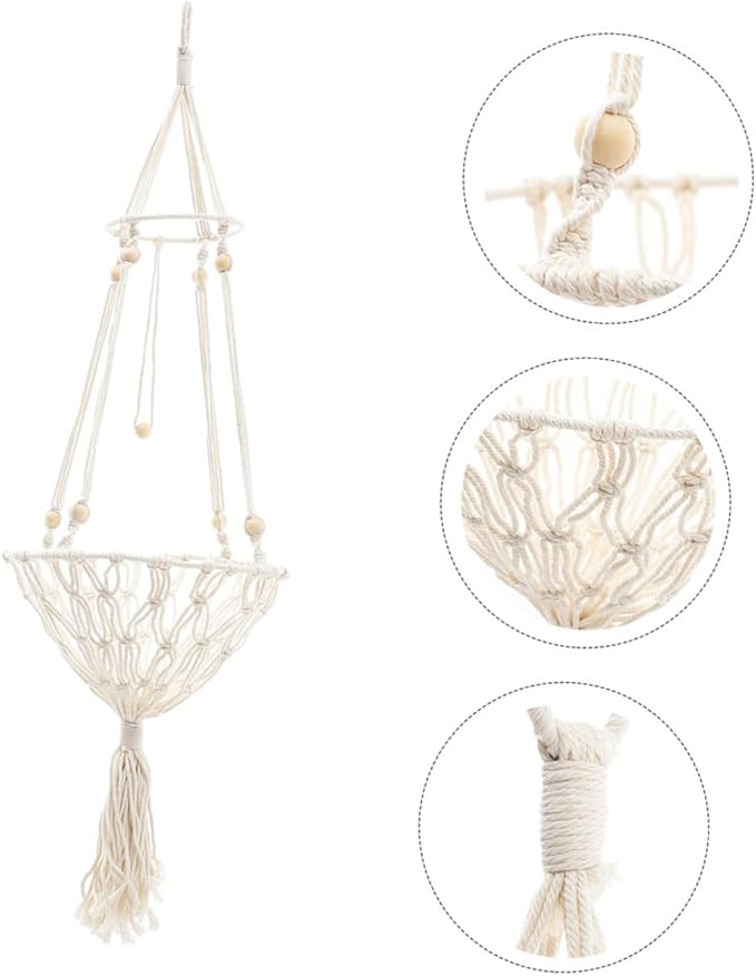 BESPORTBLE Bohemian Woven Hanging Cat Hammock Sturdy 40cm Cat Nest for 20-30lbs Pets Indoor Hanging Bed Household Supply