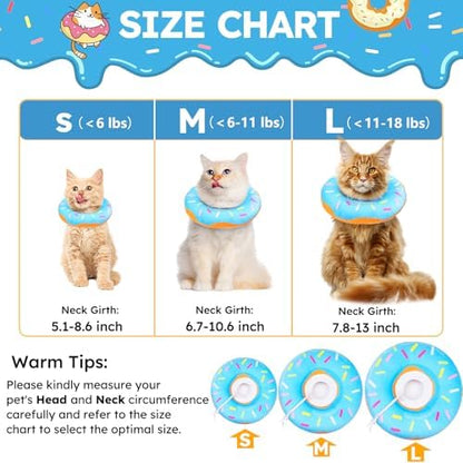 Hpetppy Cat Cone Collar Soft, Cat Recovery Collar for Wound Healing Cute Cat Donut Adjustable Cat Cones to Stop Licking Comfortable Lightweight Neck Elizabethan Collars for Cats Kittens After Surgery - Image 2