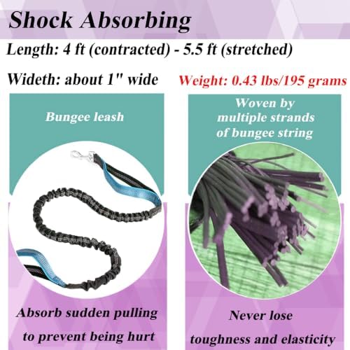 Reflective Bungee Dog Leash Extension Attachment 4ft with Double Clips - Image 3