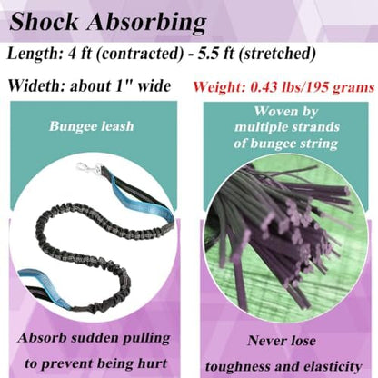Reflective Bungee Dog Leash Extension Attachment 4ft with Double Clips - Image 3