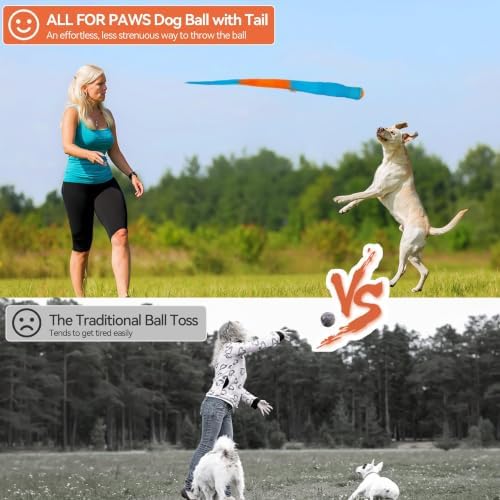 ALL FOR PAWS Fetch Dog Ball Toy with Tail, Interactive Throw & Catch Toy for Medium & Large Dogs, Rubber Ball with Squeaker for Exercise & Boredom Relief - Image 5
