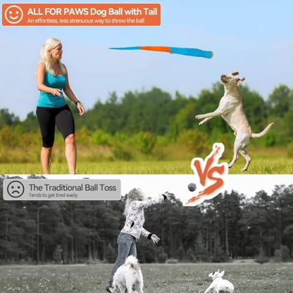 ALL FOR PAWS Fetch Dog Ball Toy with Tail, Interactive Throw & Catch Toy for Medium & Large Dogs, Rubber Ball with Squeaker for Exercise & Boredom Relief - Image 5
