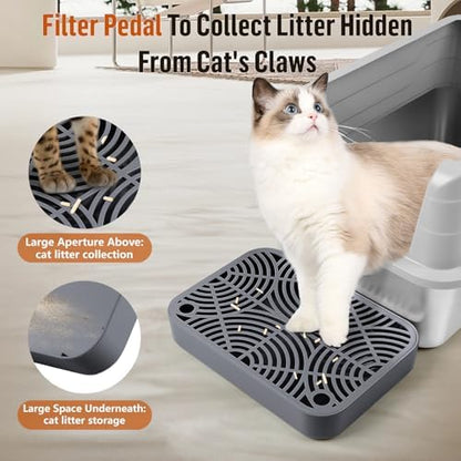 Cat Litter Box Step Non-Slip Cat Step with Filter Function, Dark Grey - Image 3