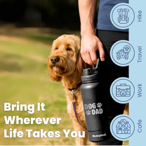 Rubyloo Dog Dad Water Bottle with Detachable Bowl for Dog Lovers - Image 3