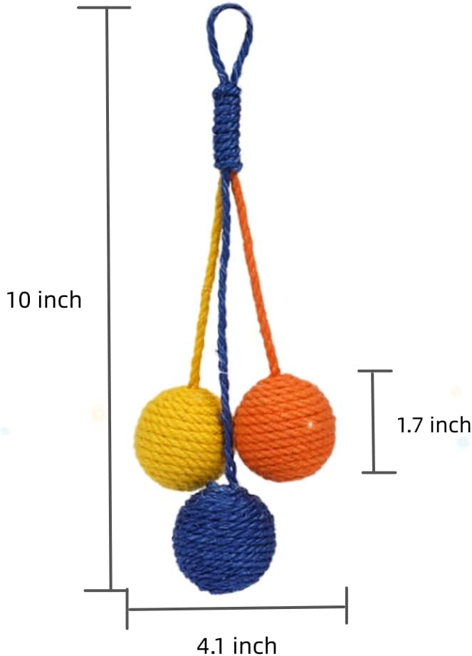 Cat Toy Sisal Ball Hanging Cat Toy Handmade Cat Rope Ball Chew Eco-Friendly Toy Pets Interactive Toy Cat Toys for Indoor Cats (Primary Color, 1pcs)