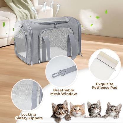Large Cat Carrier Soft Up to 28 Lbs, Breathable Pet Bag with Steel Frame - Image 3