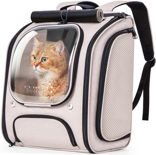 Pecute Cat Backpack Carrier,Large Space Cat Bubble Backpack,Ergonomic,Khaki by pecute