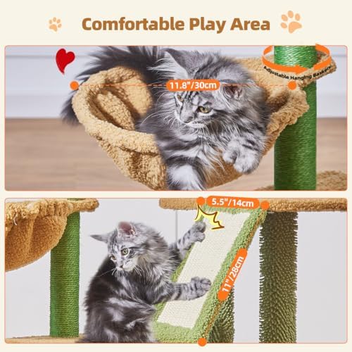 Taoqimiao Cactus, Cat Tree, 38.5In Cat Tower for Indoor Cats, for Kittens - Image 6