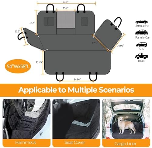 YSSOA Dog Car Seat Cover for Back Seat, Durable Waterproof Nonslip Pets Hammock with Mesh Window and Storage Pocket, Suitable for Cars, Trucks, SUVs, Standard - Image 4