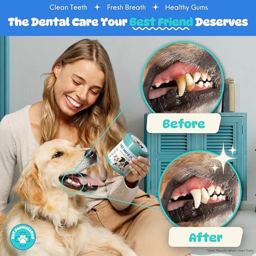 All-in-1 Dog Teeth Cleaning Wipes | Enzymatic Whitening + Micro Scrubbing Beads | Pet Dental Wipes & Finger Tooth Brushing Kit | Plant-Based Dental Care for Cats & Dogs (60 Count) - Image 3