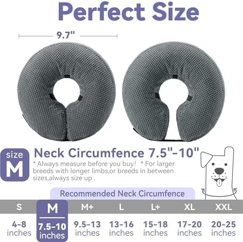 Loflaze Soft Inflatable Dog Cone Collar Alternative After Surgery - Dog Neck Donut E Collar for Large Medium Small Dogs Cats Post Surgery - Recovery Collar to Stop Licking - Grey,M - Image 5