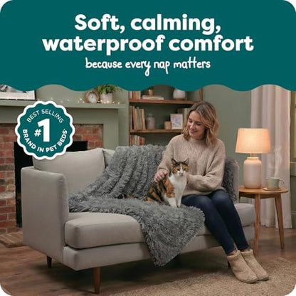 Furhaven Waterproof Throw Blanket for Dogs & Indoor Cats, Reversible Protective Pet Blanket, Medium, Long Faux Fur & Velvet, Gray - Image 3