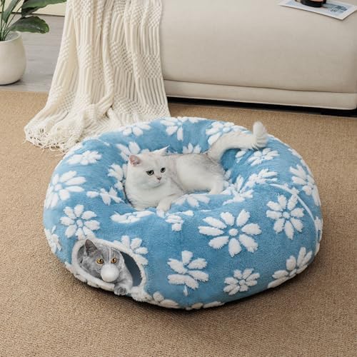 Cute Round Cat Tunnel for Indoor Cats, Blue - Image 5
