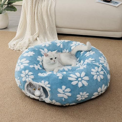 Cute Round Cat Tunnel for Indoor Cats, Blue - Image 5