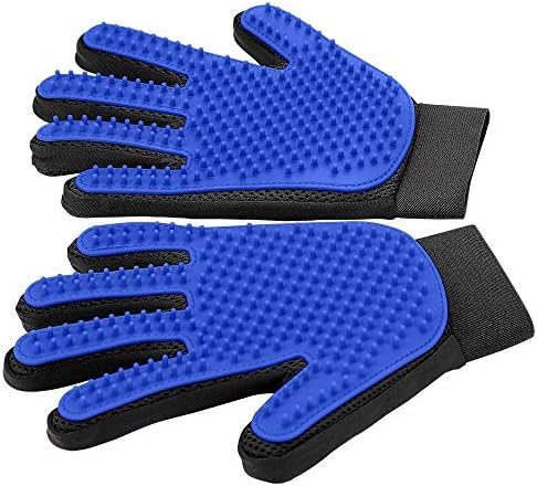 Pet Hair Removal Glove with 255 Silicone Tips for Dogs & Cats, 1 Pair Blue by DELOMO