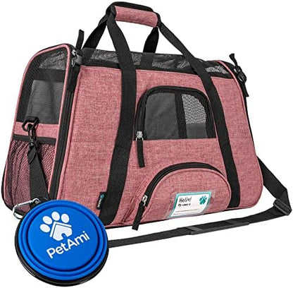 PetAmi Airline Approved Pet Carrier Cat Small Dogs, Small Heather White Red by PetAmi