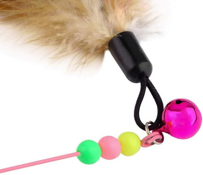 Feline Ruff Interactive Teaser Cat Wand Toy with Feathers and Bells. A Durable Wire Toy for Cats, Kittens, and Other Small Pets!