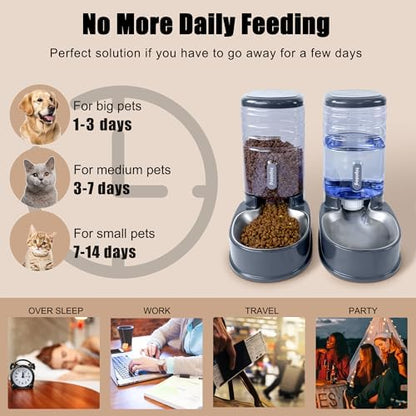Stainless Steel Automatic Pet Feeder for Small&Medium Pets Automatic Food Feeder and Waterer Stainless Steel Bowls Set 3.8 L, Travel Supply Feeder and Water Dispenser for Dogs Cats Pets Animals - Image 7
