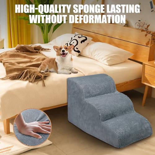 Chic Threads 3-Step Dog Stairs for Small Dogs, Dog Ramp for Bed 15.7" H - Image 3