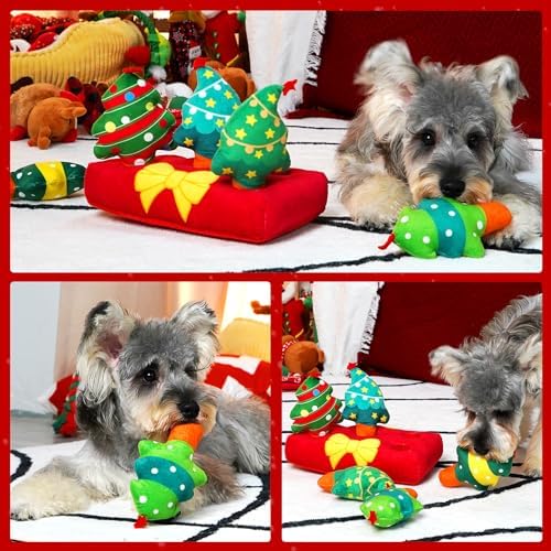 Christmas Hide and Seek Dog Toys, Squeaky Interactive Puzzle Dog Toys for Boredom and Stimulation, Dog Enrichment Toys for Small and Medium Dogs (Christmas Trees, Pack of 6) - Image 3