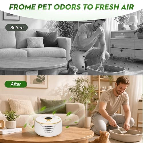 Cat Litter Odor Deodorizer, Cordless Rechargeable Ozone Air Purifier for Dog Poof and Kitty Litter Box, Pet Odor Eliminator with 3 Mode for Home, Kennel, Smoke, Car - Image 5