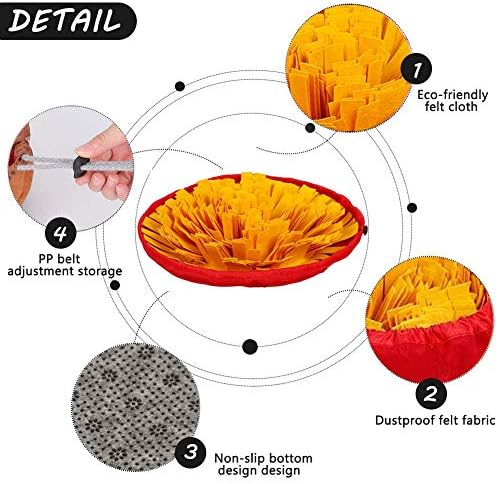 AWOOF Pet Snuffle Mat for Dogs, Interactive Feed Game for Boredom, Encourages Natural Foraging Skills for Cats Dogs Bowl Travel Use, Dog Treat Dispenser Indoor Outdoor Stress Relief (Yellow) - Image 4