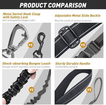 AUBELL Tactical Dog Leash Heavy Duty,4-6ft No Pull Bungee Leash,Black - Image 5