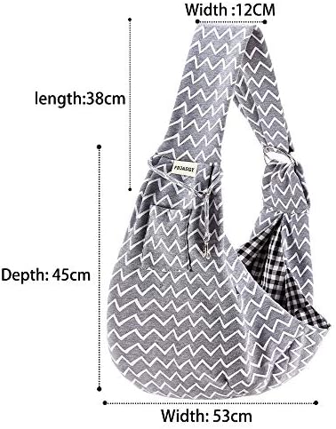 FDJASGY Small Pet Sling Carrier-Hands Free Reversible Pet Papoose Bag Tote Bag with a Pocket Safety Belt Dog Cat for Outdoor Travel (Gray Stripe) - Image 6