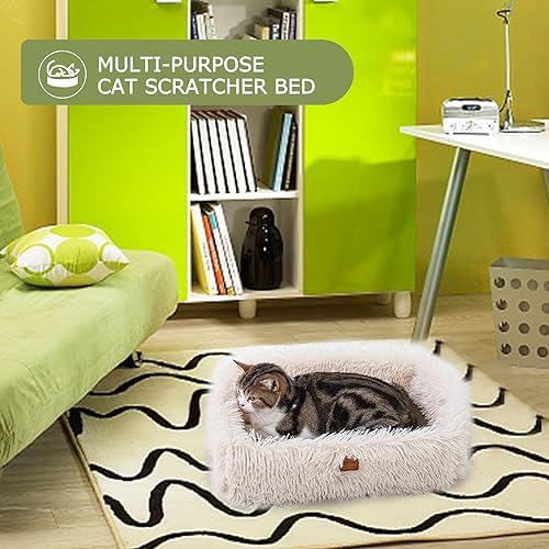 Cat Lounge Scratcher Box with Removable Cardboard (Beige) - Image 6