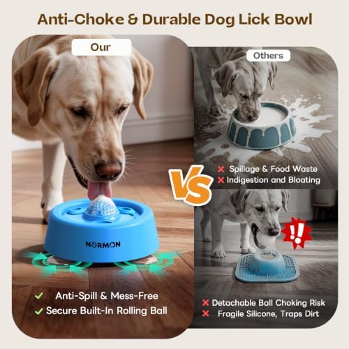 NORMON Dog Lick Bowl Slow Feeder with Rolling Ball & Suction Base - Image 4