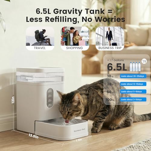 1.7 Gallon Automatic Dog Water Dispenser with Stainless Steel Bowl - Image 2