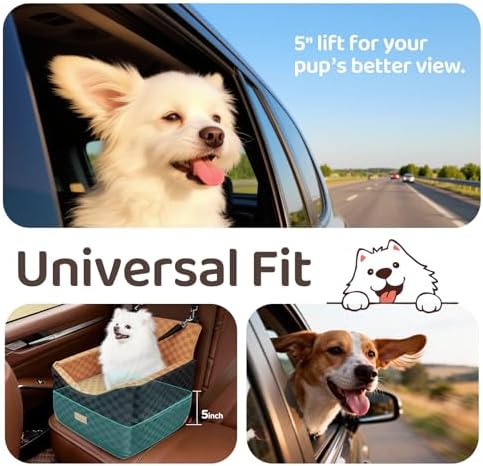 Dog Car Seats for Small Medium Dogs Up to 35lbs | Elevated Dog Booster Seat with Detachable Washable Cover & Cushion | Memory Foam Pet Car Travel Seat with Safety Belt and Storage Pockets - Image 4