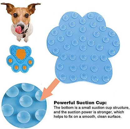 Licking Mat for Dog Anxiety - Peanut Butter Slow Feeder Bowl, Pad With Strong Suction to Wall for Pet Bathing, Grooming, and Training (Blue)