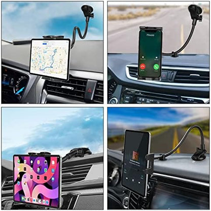 Car Dashboard Windshield Tablet Mount, 13" Long Arm Gooseneck, 360° Flexible Window Suction Cup Holder for Truck SUV, for iPad Pro 12.9/11/10.5/9.7/Air/Mini 6 5 4, Galaxy, 4.7"-12.9" Tab&Phone - Image 7