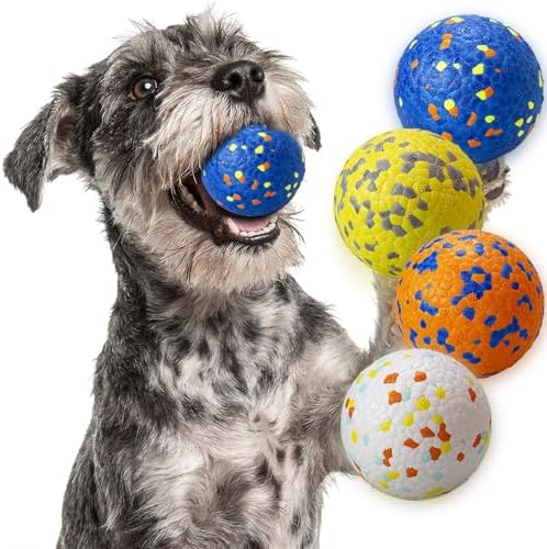 Dog Ball Toys Dog Tennis Ball for Aggressive Chewers Indestructible Bouncy Lightweight Water Toy Fetch Ball for Large Medium and Small Dog by POUPUA