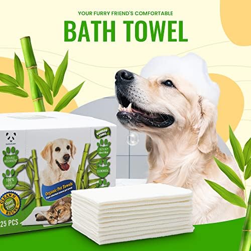 Bamboo Pet Towel 25 PCS - Reusable Bamboo Paper Towels for Dogs, Cats and Other Pets are Machine Washable Up to 5 Times | Disposable Pet Wipes for Drying and Cleaning Dirty Pets - Image 2