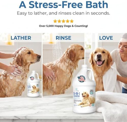 1 Gallon 5 in 1 Dog Shampoo and Conditioners for Cleans, Conditions, Moisturizes, Deodorizes, Detangles | Itchy Skin and Sensitive Skin Dog Shampoo for Smelly Dogs - Made in the USA - Image 5