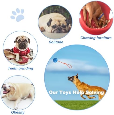 2 Pack Dog Ball, K9 Ball on Rope for Reward, Fetch, Play (Blue and Red) - Image 4
