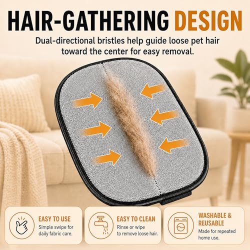 2 Pack Pet Hair Removal Glove for Couch, Reusable Dog Cat Fur Mitt - Image 3