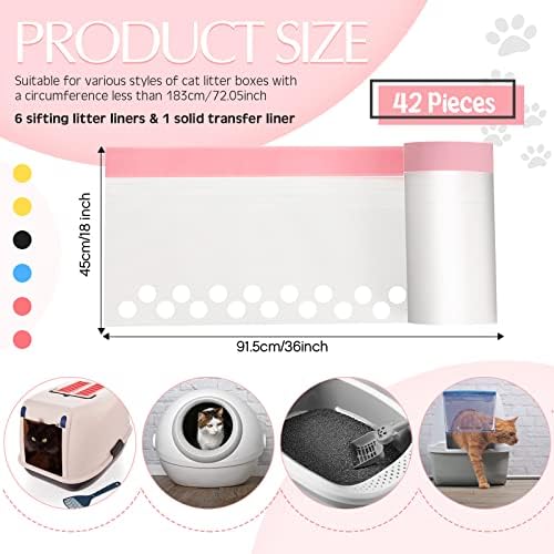 Jutom 42 Count Jumbo Sifting Cat Litter Box Liners with Holes 36''x18'' - Image 2