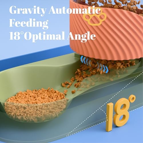 Automatic Cat Feeder and Water Dispenser 2Pcs, Dog Gravity Food Feeder and Water Bowl for Small Medium Pets Puppy Kitten, 3.5L/118.36oz Large Capacity, Easy to Clean (Orange) - Image 2