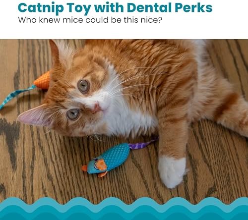 Catstages Catnip Chew Mice 2 Pack– Interactive Dental Cat Chew Toy that Helps Clean Teeth, Mouse, Multicolored - Image 2