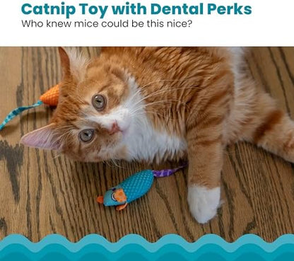 Catstages Catnip Chew Mice 2 Pack– Interactive Dental Cat Chew Toy that Helps Clean Teeth, Mouse, Multicolored - Image 2
