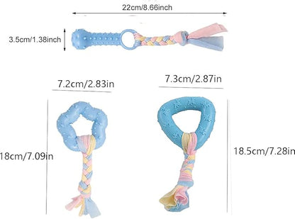 Dog Chew Toys, 7pcs Dog Puppies Teething Chewing Toy Set with Ball and Colorful Ropes, Interactive Pet Toys for Small and Medium Dogs (Blue)